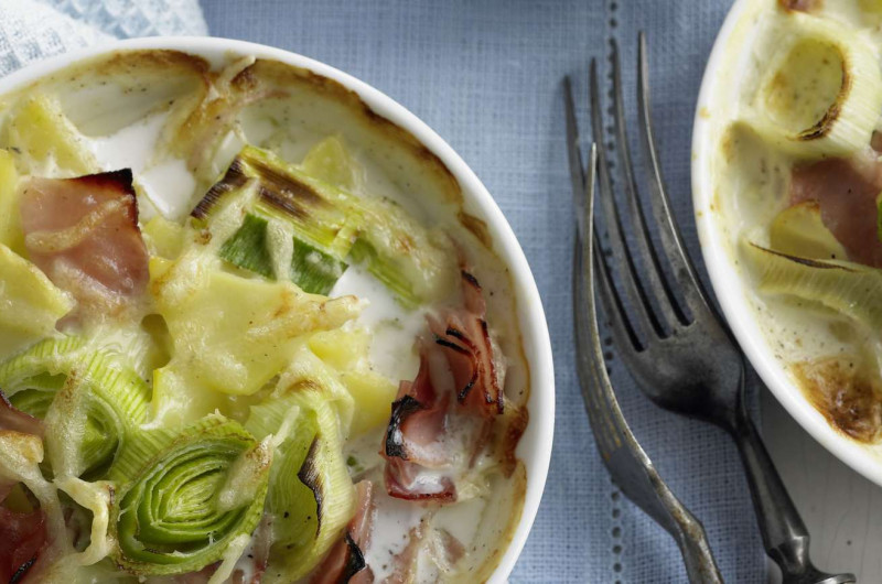 Gratin de poireau au jambon