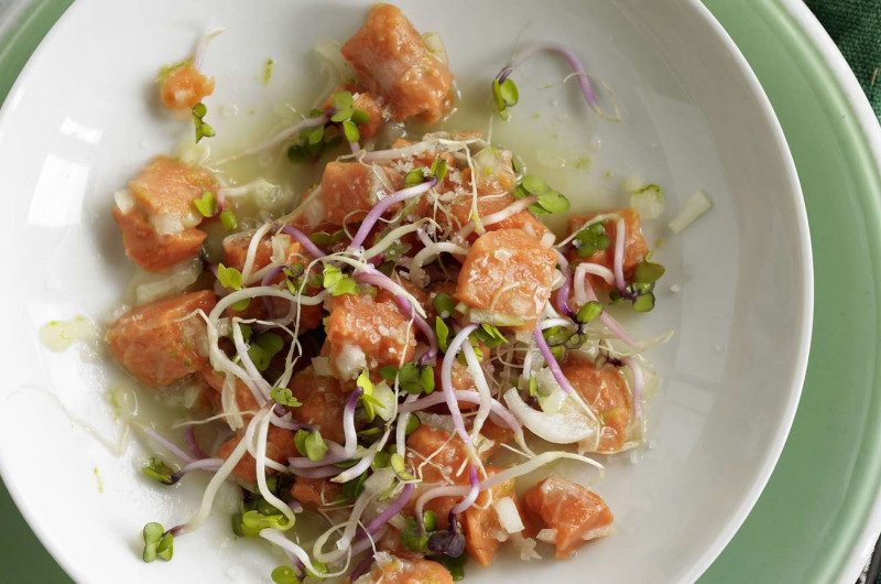 Ceviche de saumon aux pousses