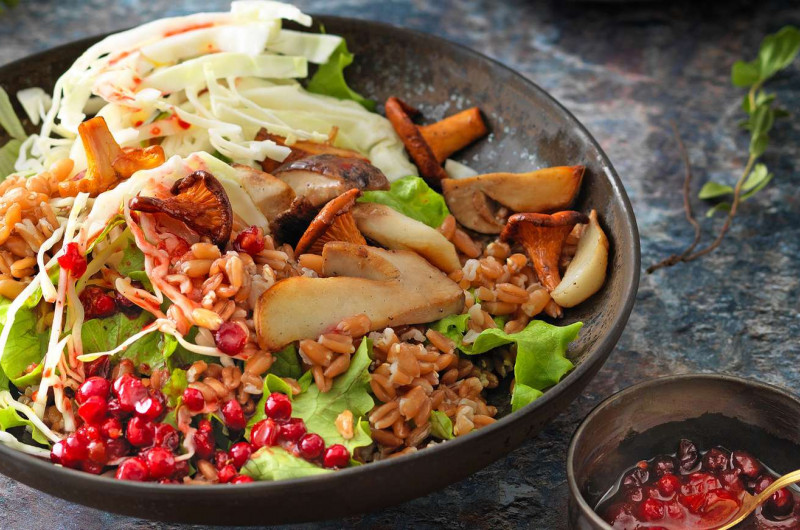 Salad bowl avec épeautre et airelles