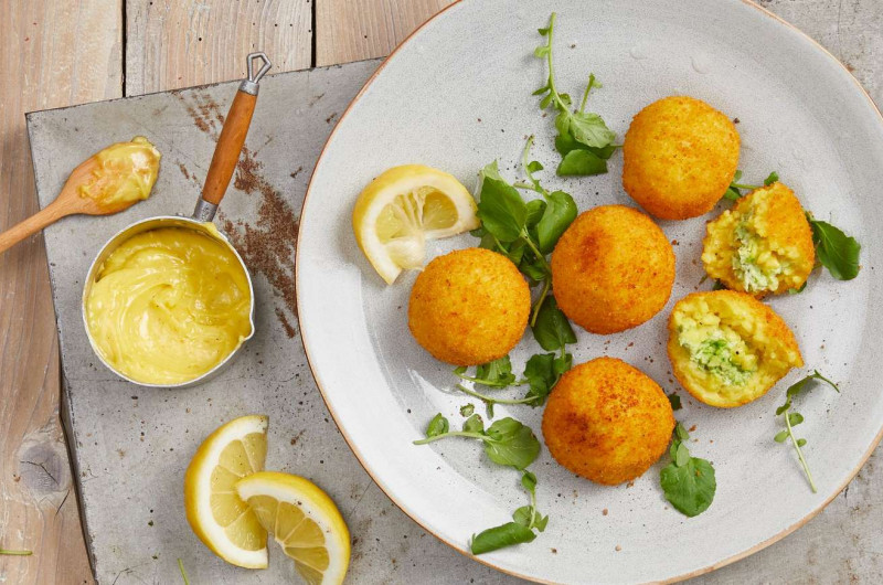Arancini à la crème de petits pois