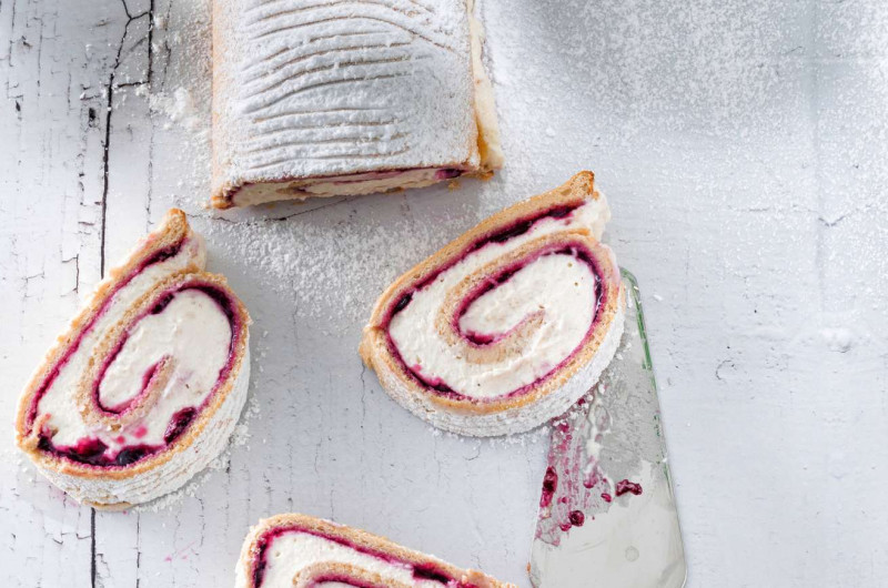 Roulé aux marrons et à la gelée de raisin