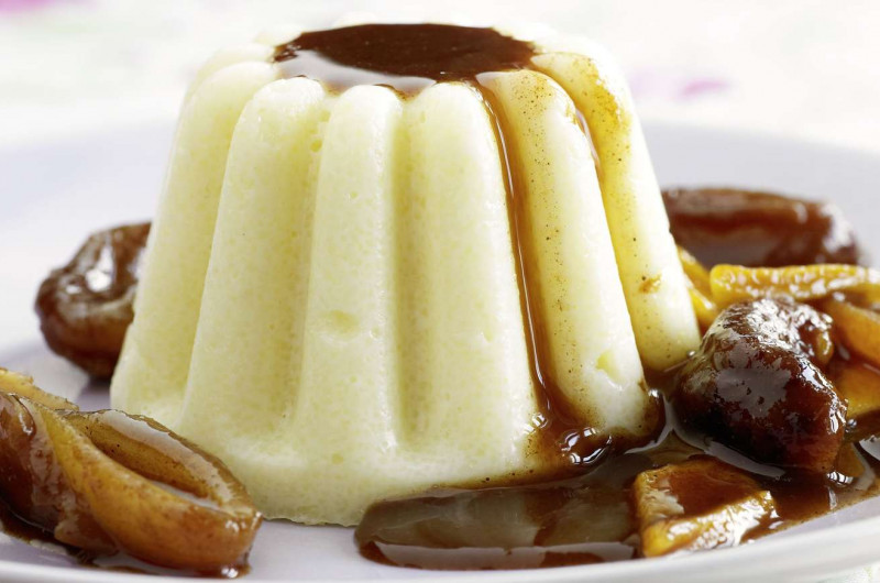 Flan de semoule et salade de fruits séchés