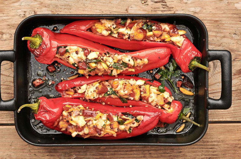 Poivrons farcis à la viande de lapin