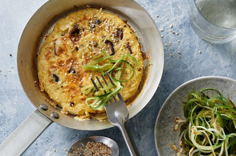 Omelette aux shiitakés avec wakamé