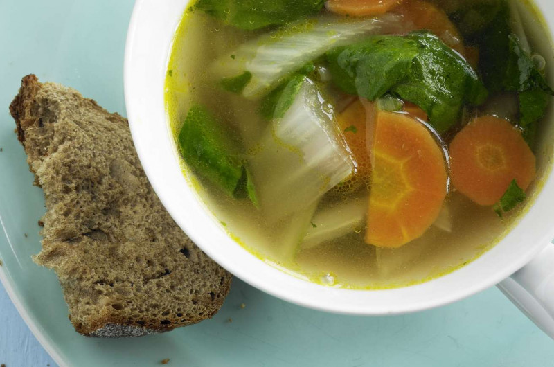 Potage aux carottes et aux côtes de bette