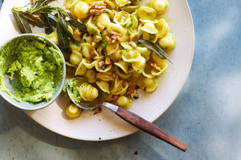 Orecchiette avec pesto au lardo