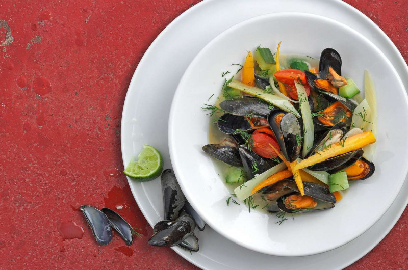 Moules aux petits légumes