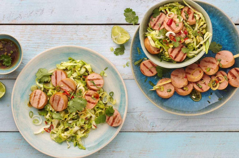 Salade de cervelas grillés façon asiatique