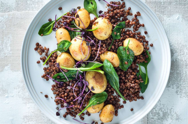Salade de pommes de terre aux lentilles