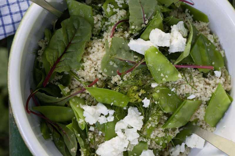 Couscous aux pois mange-tout et à la feta