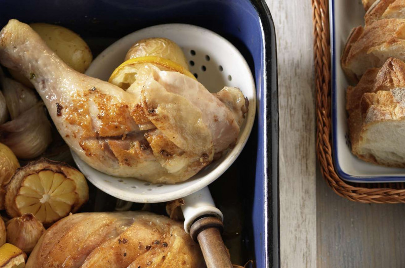 Poulet rôti aux pommes de terre et au citron