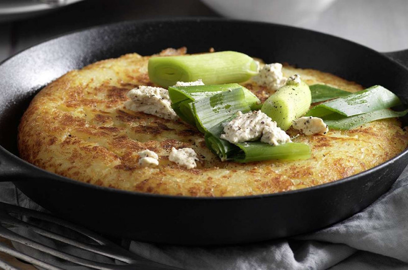 Rösti avec poireau et fromage