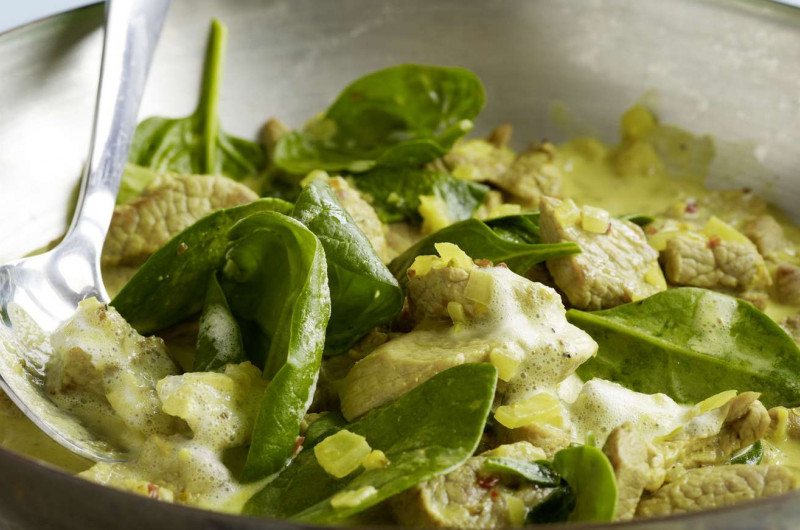 Emincé de veau avec crème au curry